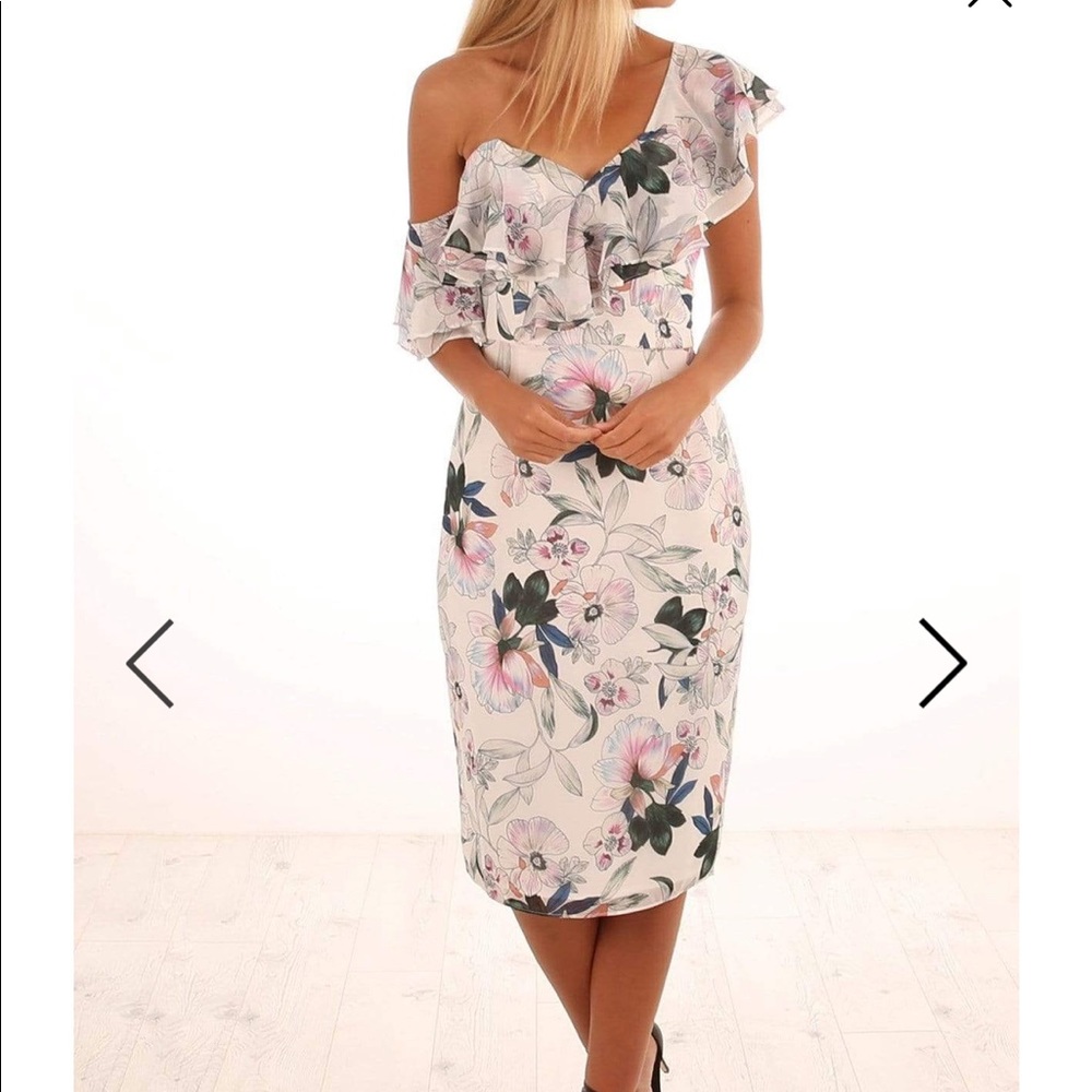 Jean Jail Golden Flower One Shoulder Dress